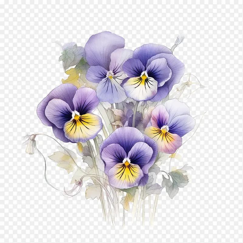 三色堇花-三色堇花紫色紫罗兰野花花束