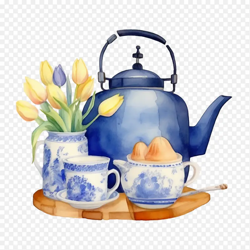 茶壶-茶壶蓝色茶壶郁金香茶杯