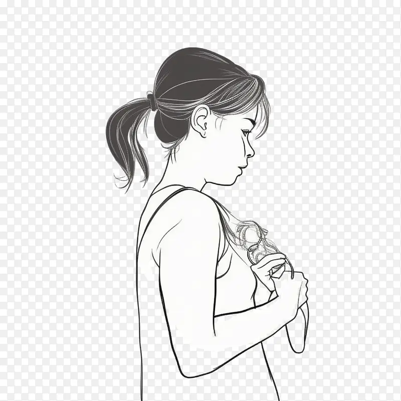 素描女孩-素描女孩一条线女孩女人婴儿母性