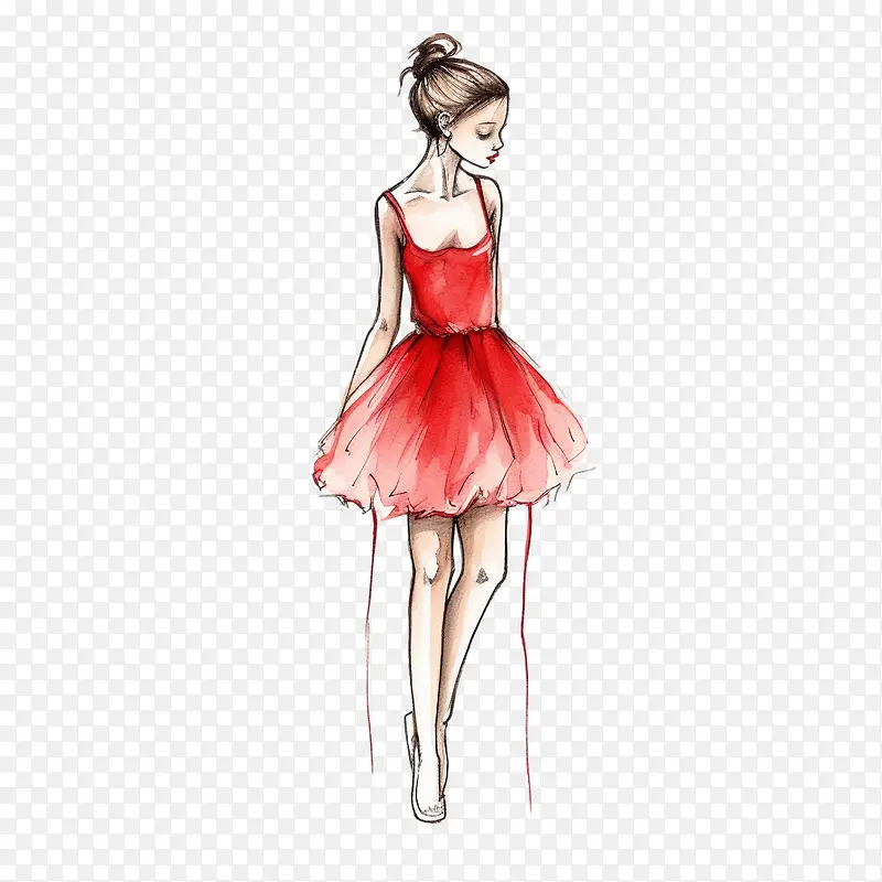 跳舞的女孩-跳舞的女孩芭蕾舞演员红色礼服舞蹈芭蕾舞短裙