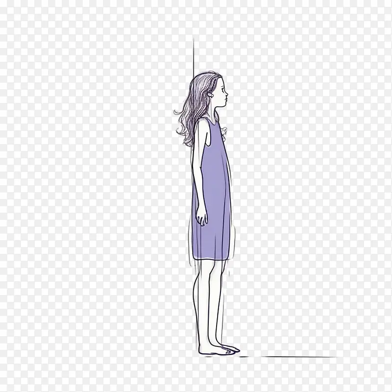 素描女孩-素描女孩一条线女孩女孩连衣裙站立