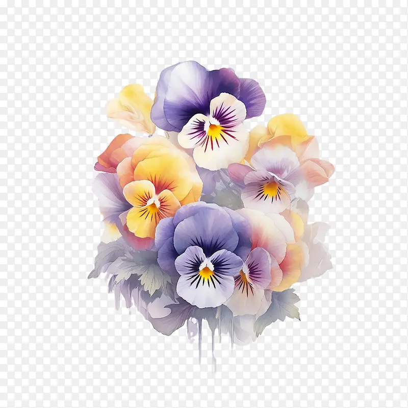 三色堇花-三色堇花三色堇花水滴