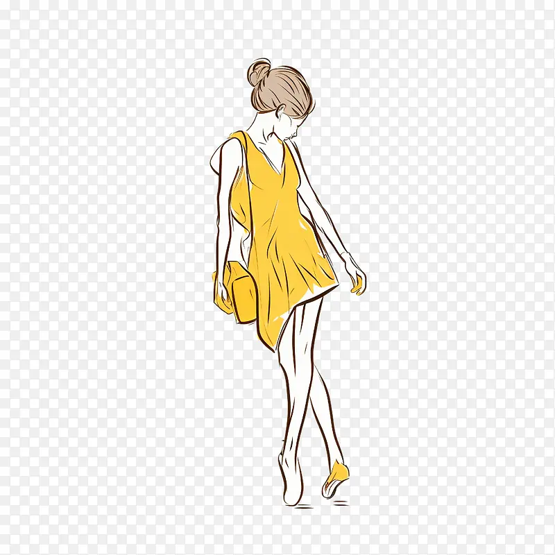 跳舞的女孩-跳舞的女孩手绘女孩女人衣服黄色