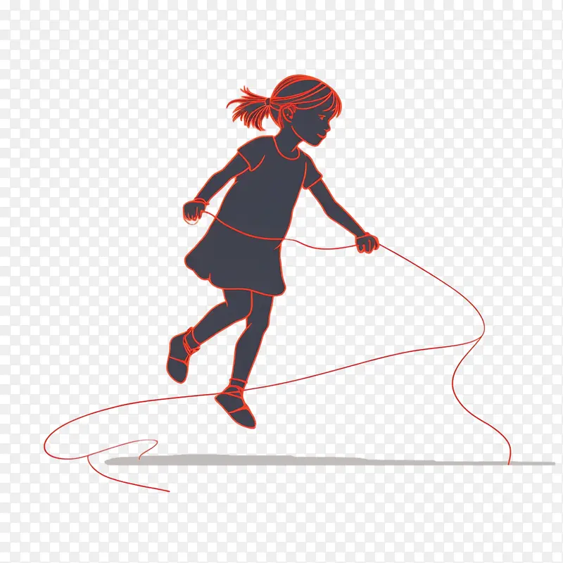 素描女孩-素描女孩一根线女孩跳绳女孩活动