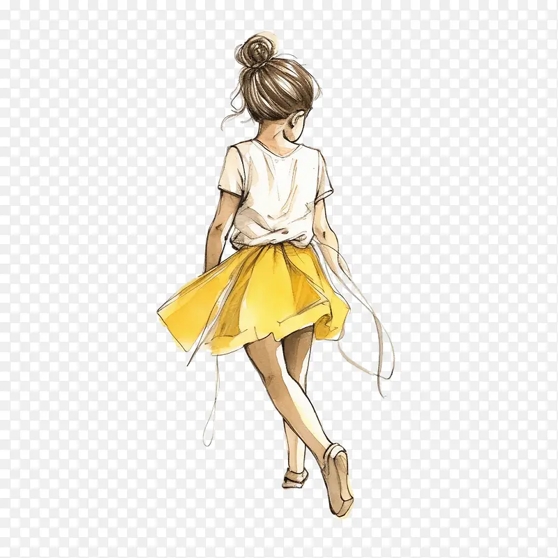 跳舞的女孩-跳舞的女孩手绘女孩女人裙子白上衣