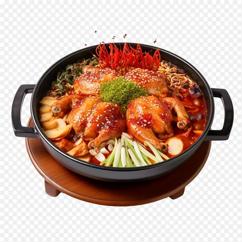 韩国食品-韩国食品鸡肉米饭蔬菜汤