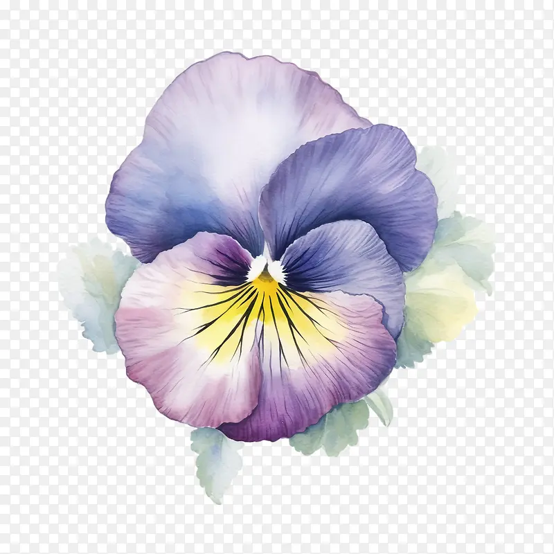 三色堇花-三色堇花紫色水彩花三色堇