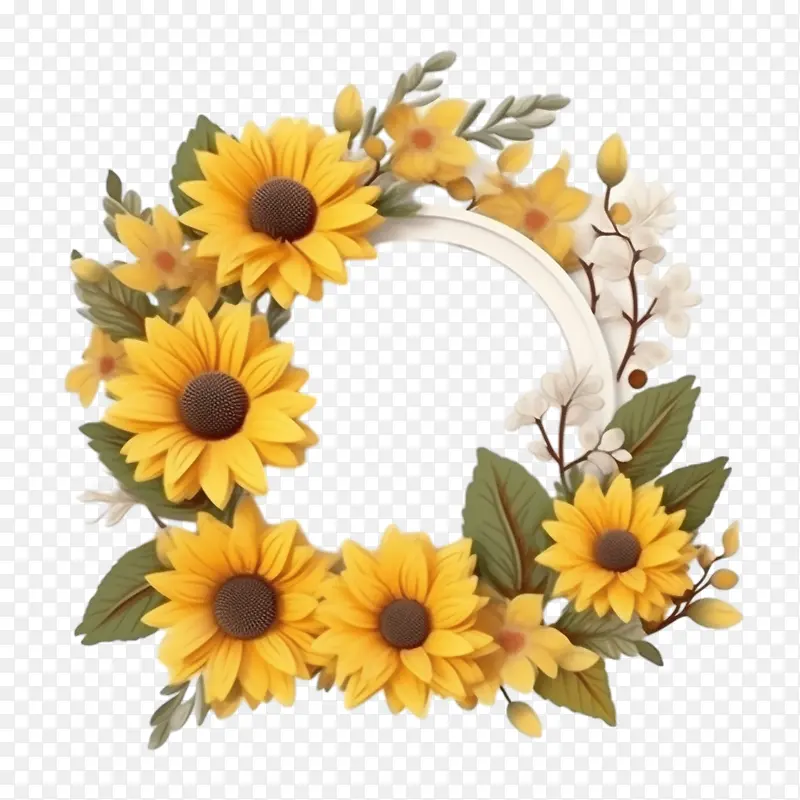 向日葵相框-向日葵相框向日葵花环花卉装饰