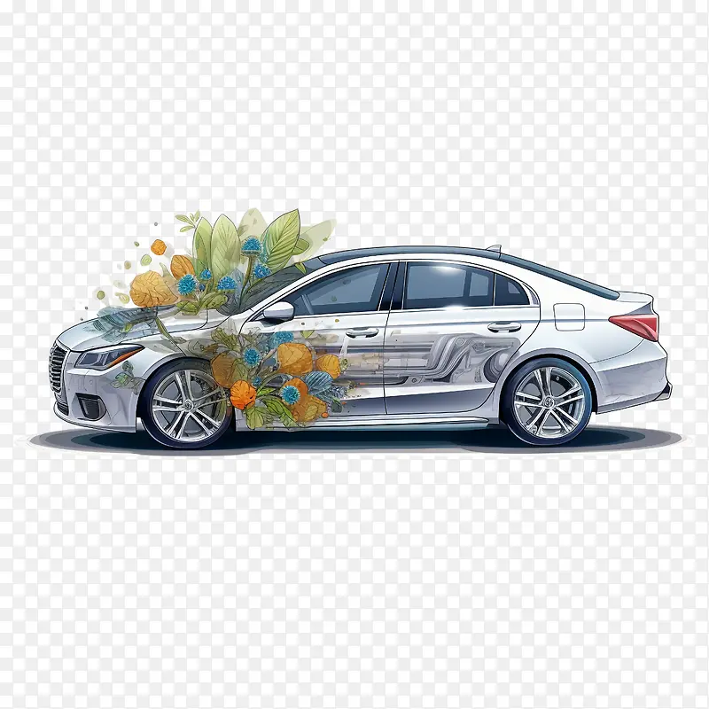汽车-汽车汽车豪华轿车白色