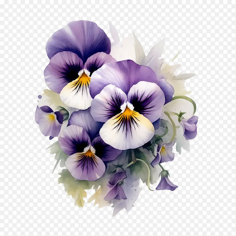三色堇花-白花
