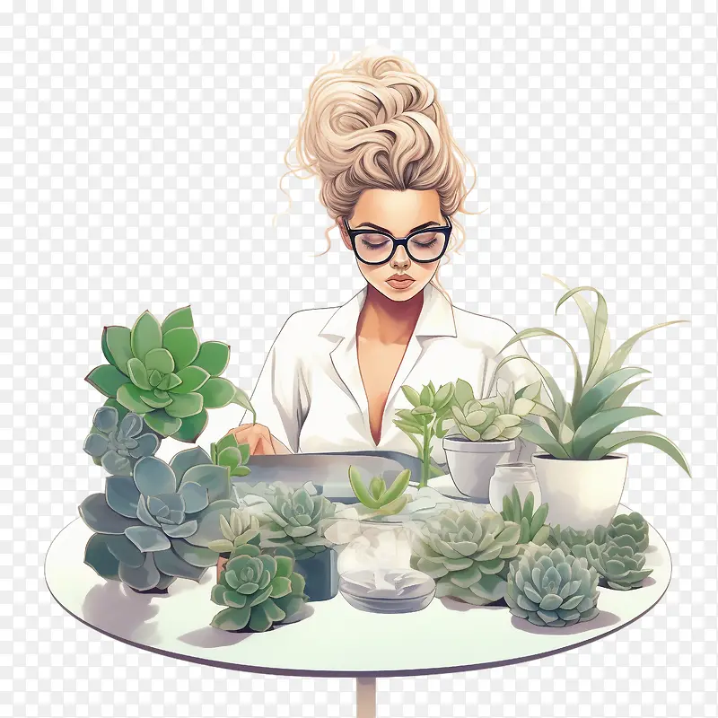职业女性-职业女性职业女孩的生活方式桌面多肉植物