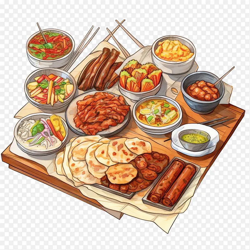 韩国食品-韩国食品亚洲美食米饭菜肴面条酱