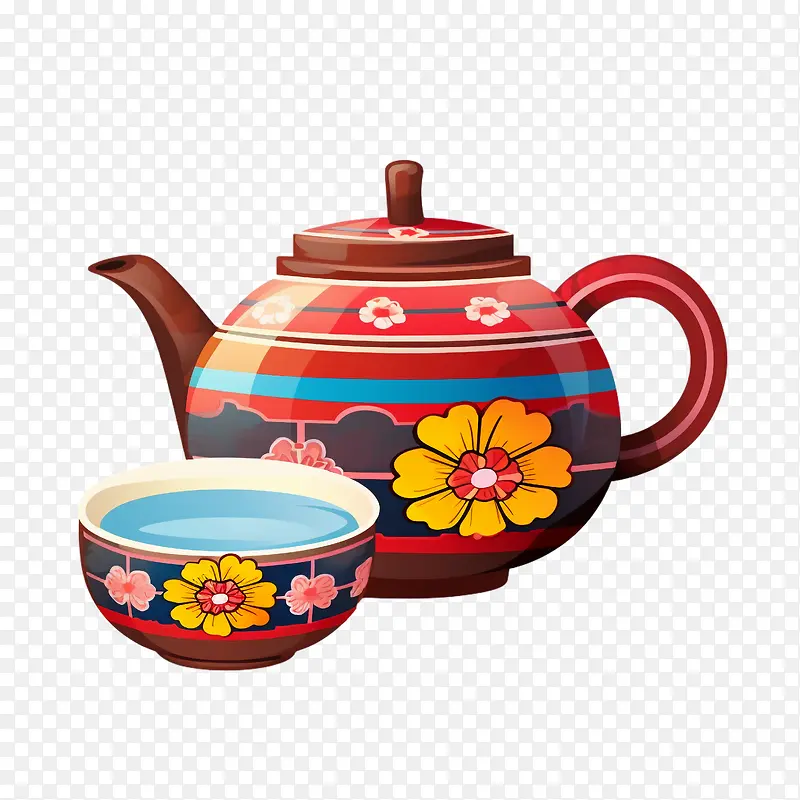 茶壶-花卉图案