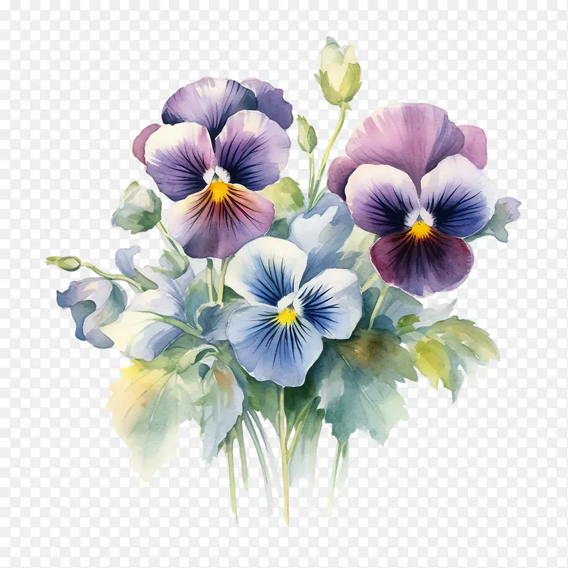 三色堇花-三色堇花水彩三色堇花静物