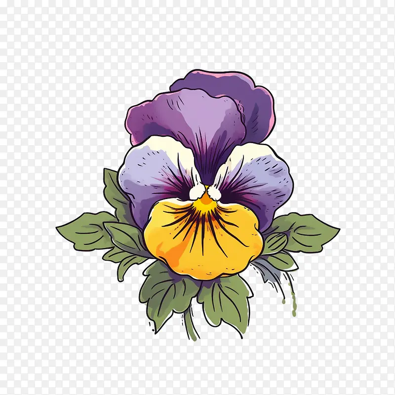 三色堇花-三色堇花三色堇紫色黄色花