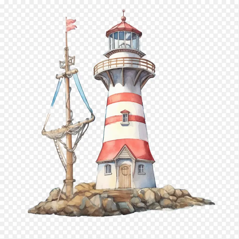 灯塔-灯塔灯塔船岩石波浪