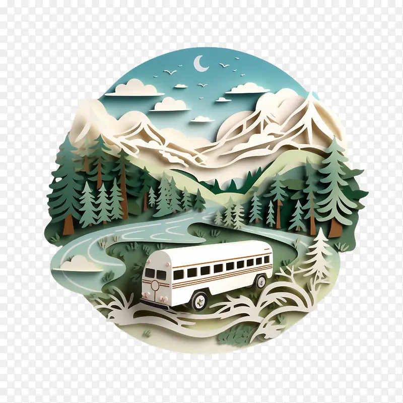 乡村公路上的公交车-乡村公路上的公交车巴士风景山路