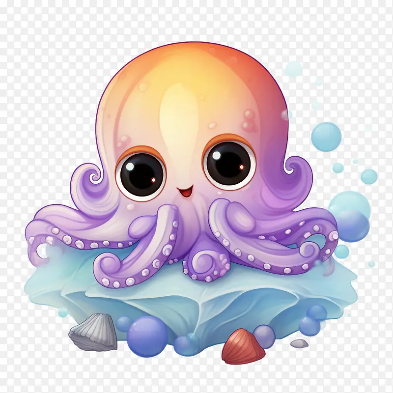 章鱼-章鱼章鱼可爱的卡通海洋生物