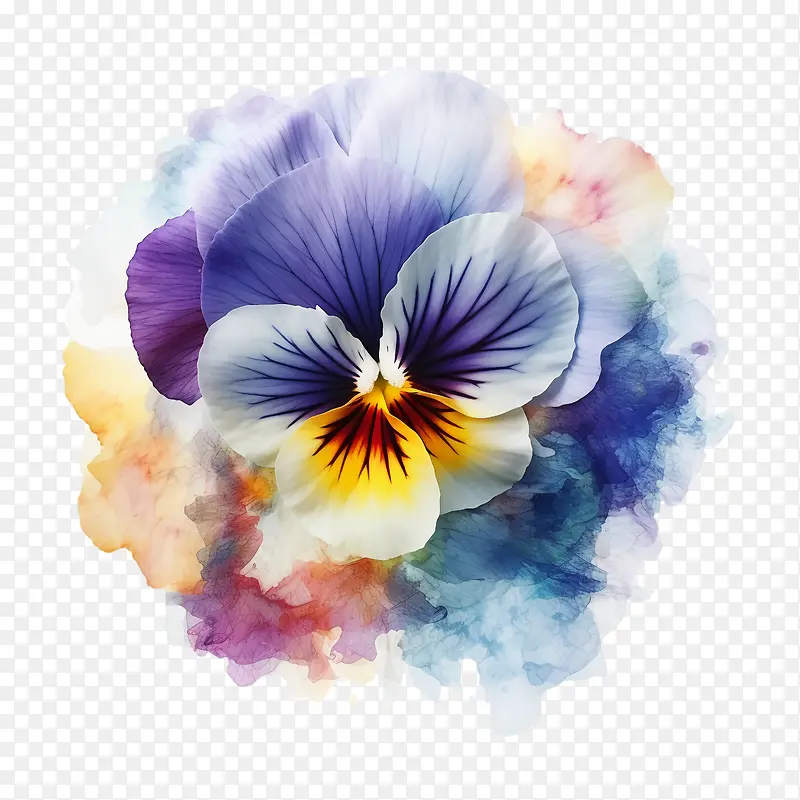 三色堇花-三色堇花水彩花卉三色堇紫色