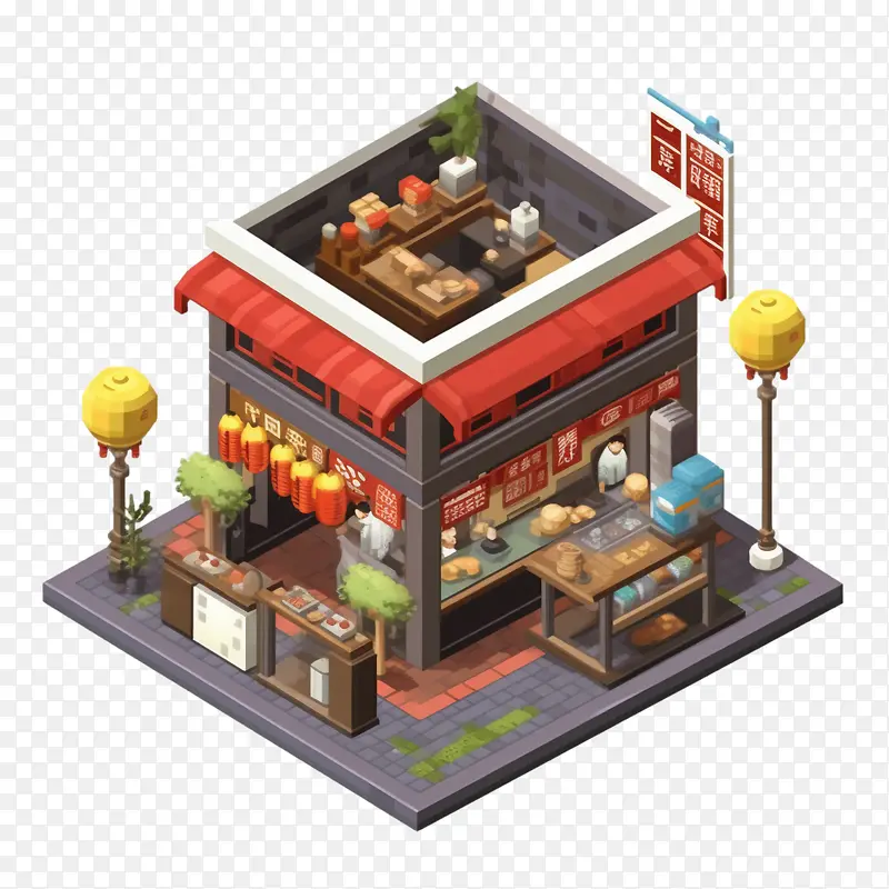 日本建筑-日本建筑食品车街头食品户外座位小型企业