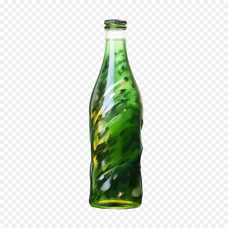 啤酒瓶-啤酒瓶绿色玻璃液体闪闪发光