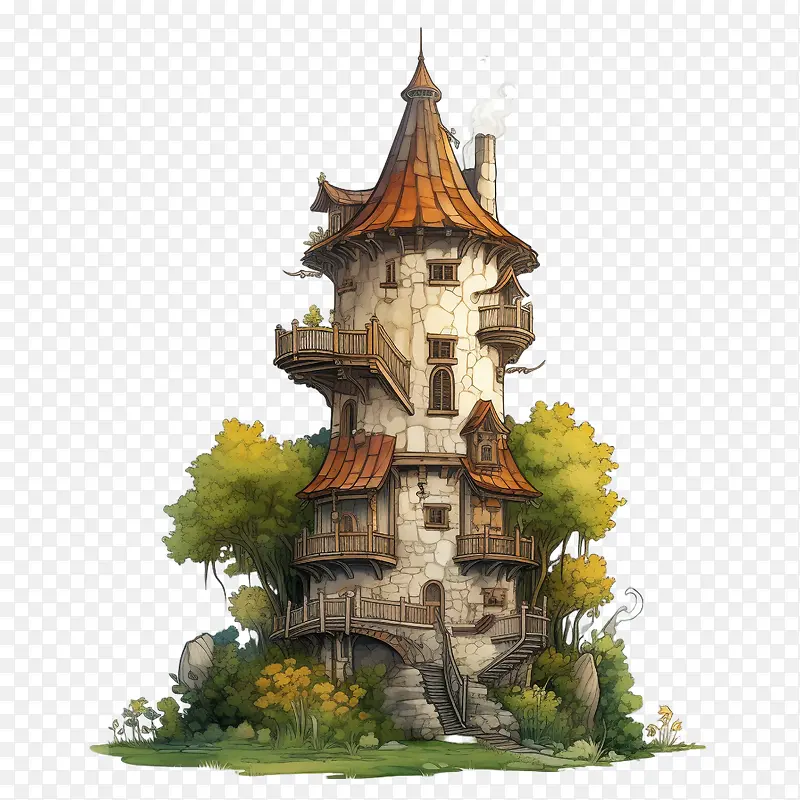 巫师塔-巫师塔城堡中世纪高大木制