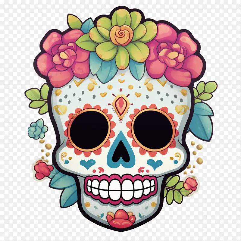 糖头骨-糖头骨糖头骨多彩插花花冠