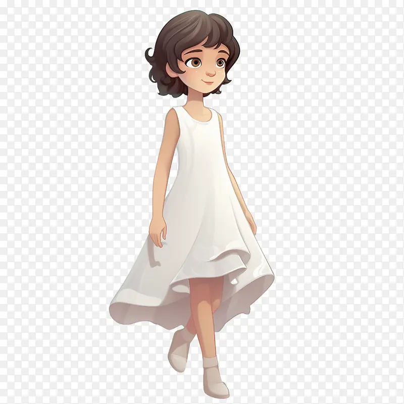 白色连衣裙-白色连衣裙女孩女孩白色礼服行走