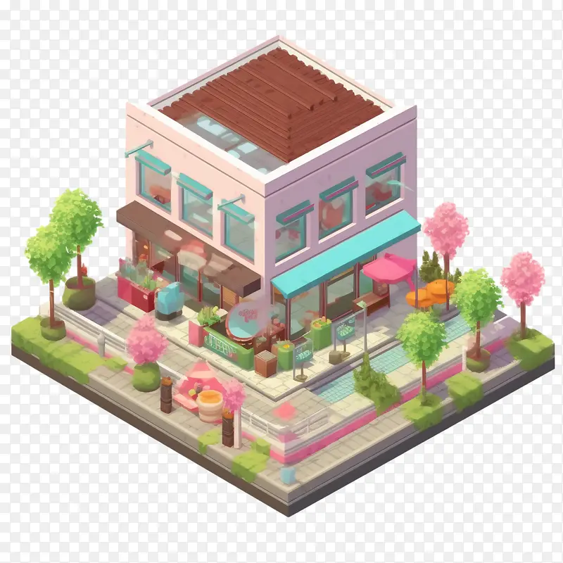 日本建筑-日本建筑房子粉红色可爱可爱