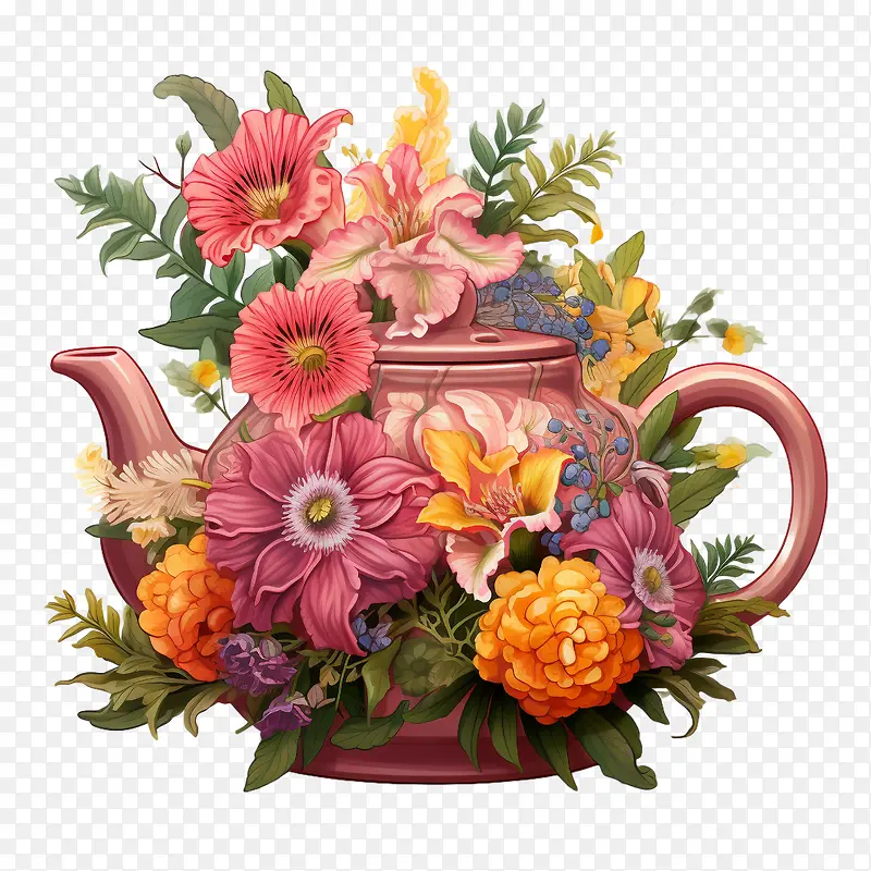 茶壶-茶壶茶壶鲜花花瓶粉色壶