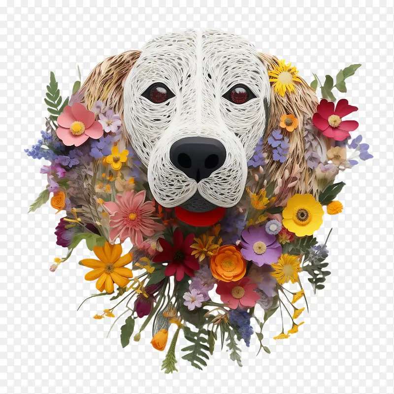 狗-花环