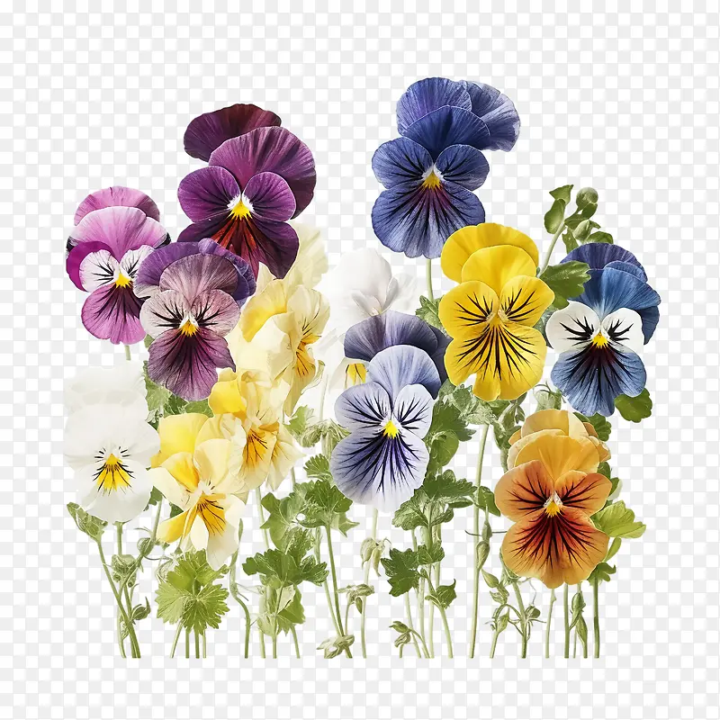 三色堇花-三色堇花多彩充满活力的花朵绿色