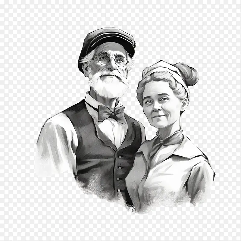 叔叔和阿姨-叔叔和阿姨老人老女人复古复古PNG图片素材下载_图片编号11264142-PNG素材网
