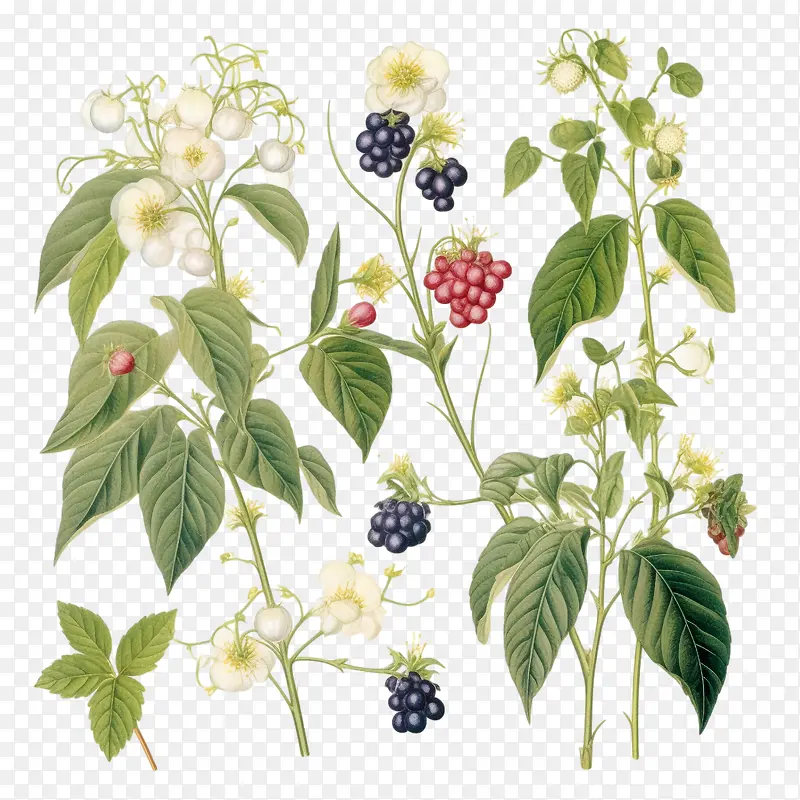 胡椒-胡椒黑莓覆盆子草莓野花