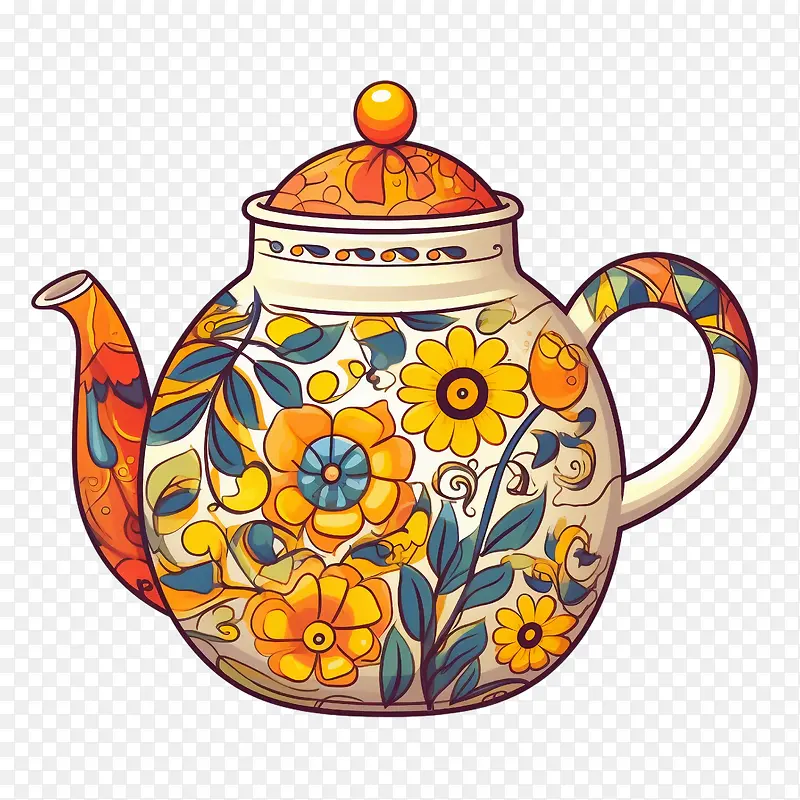 茶壶-茶壶茶壶复古花卉多彩
