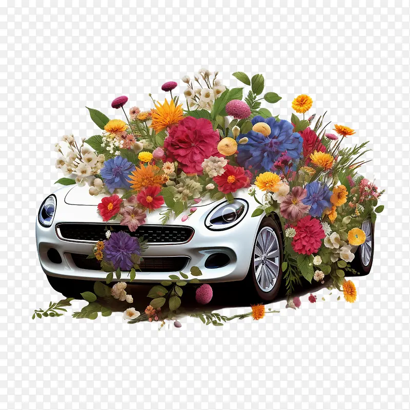 汽车-汽车车花插花白色汽车