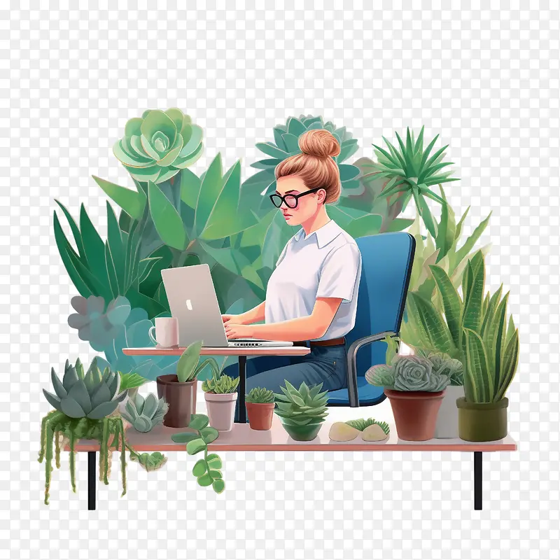 职业女性-职业女性桌面植物绿化办公室