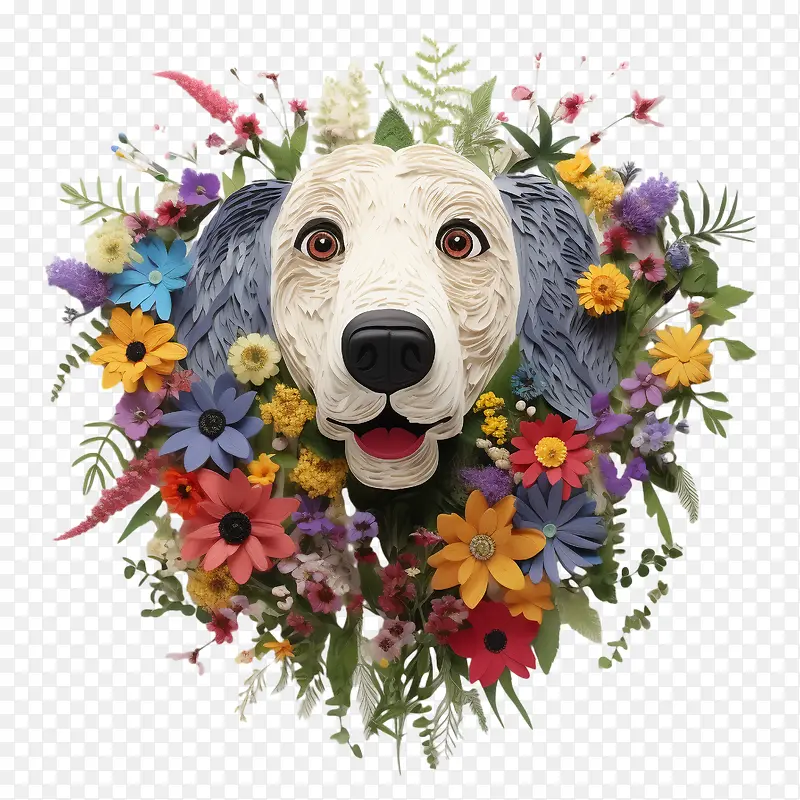 狗-花花环
