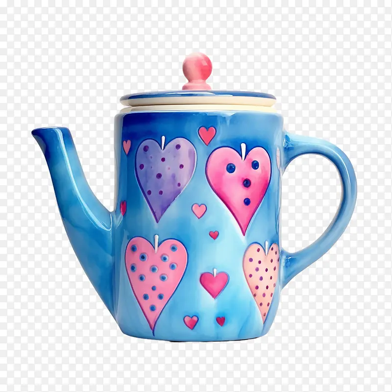 茶壶-茶壶心蓝色粉红色的爱