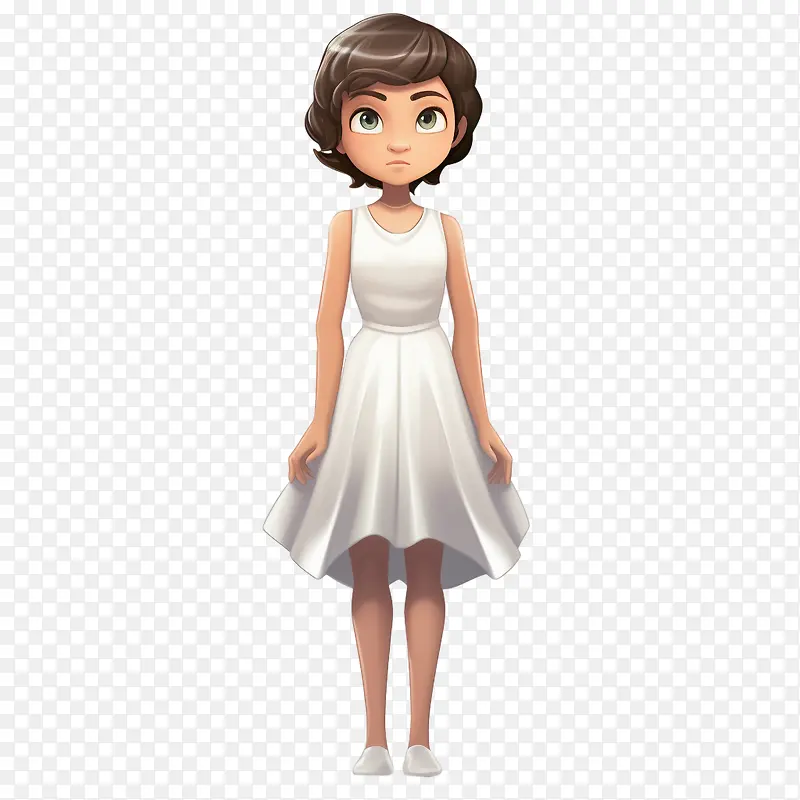 白色连衣裙-白色连衣裙女孩女孩白色礼服姿势