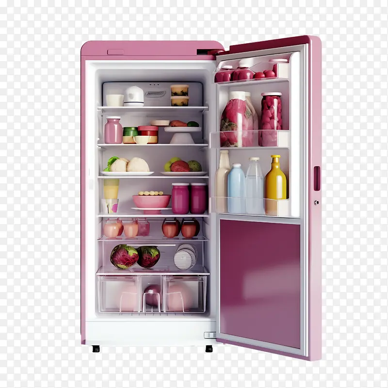 冰箱-冰箱冰箱粉红色厨房用具食物储存