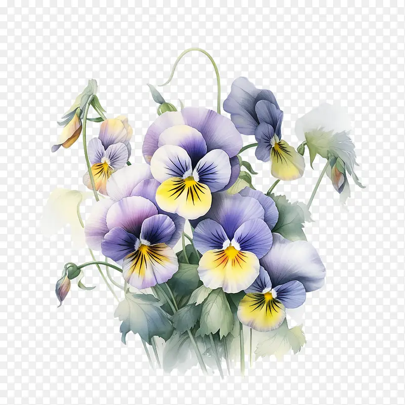 三色堇花-三色堇花花束鲜花紫色黄色