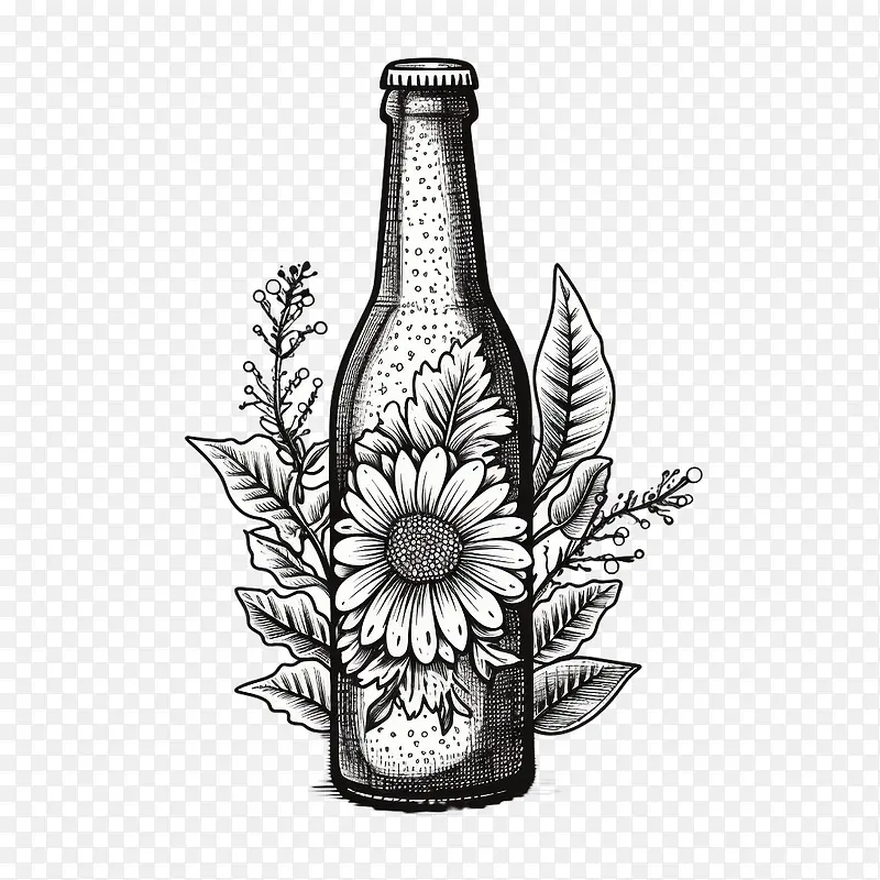 啤酒瓶-手绘