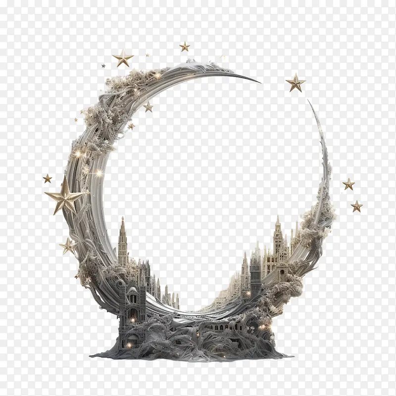 星星拱门-星星拱门新月星夜月夜城市幻想