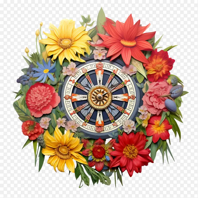 指南针-指南针太阳花圈复古