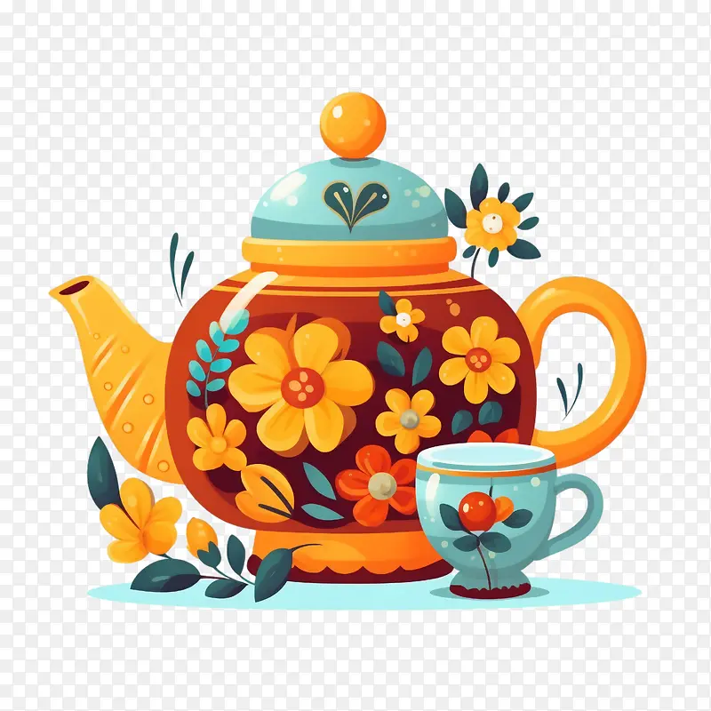 茶壶-茶壶壶茶壶花卉花卉