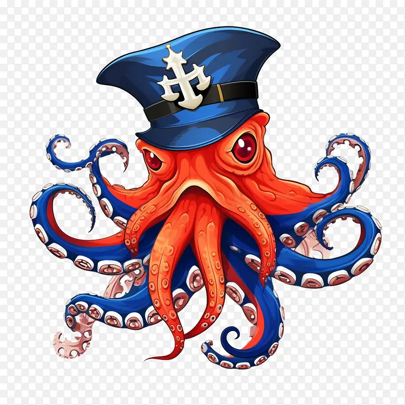 章鱼-章鱼章鱼航海海洋生物红色和蓝色