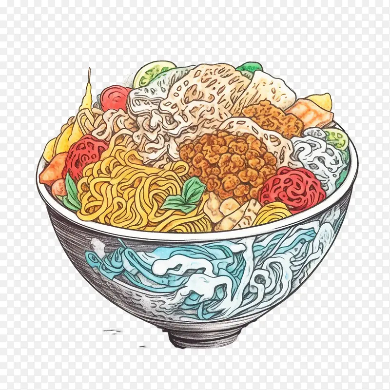 涂鸦面条-涂鸦面条拉面面条碗面食食品