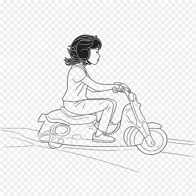 女孩-女孩骑摩托车骑自行车的人路