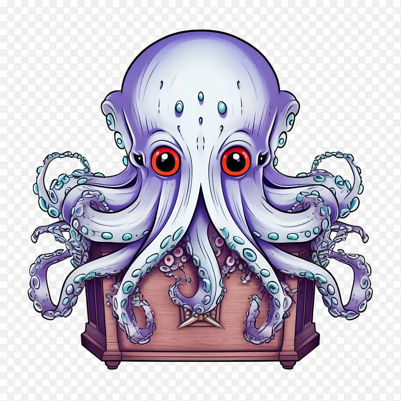 章鱼-章鱼章鱼海洋生物触角紫色